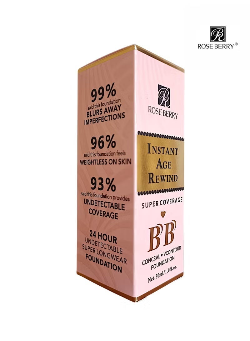 ROSE BERRY BB Cream INSTANT AGE REWIND, SUPER COVERAGE CONCEALER, FOUNDATION 203 30ml - Image 5